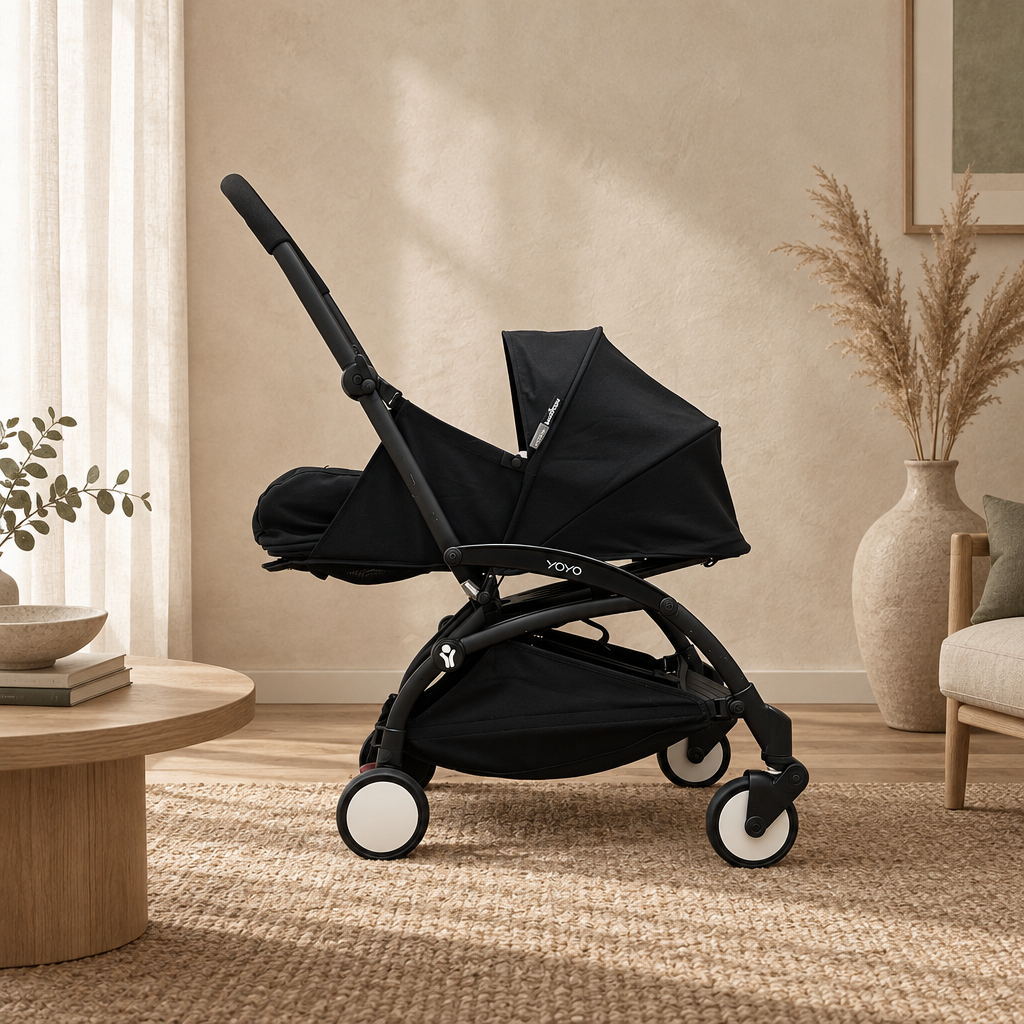 Poussette Stokke YOYO avec packs 0+ et 6+ noirs – Très bon état